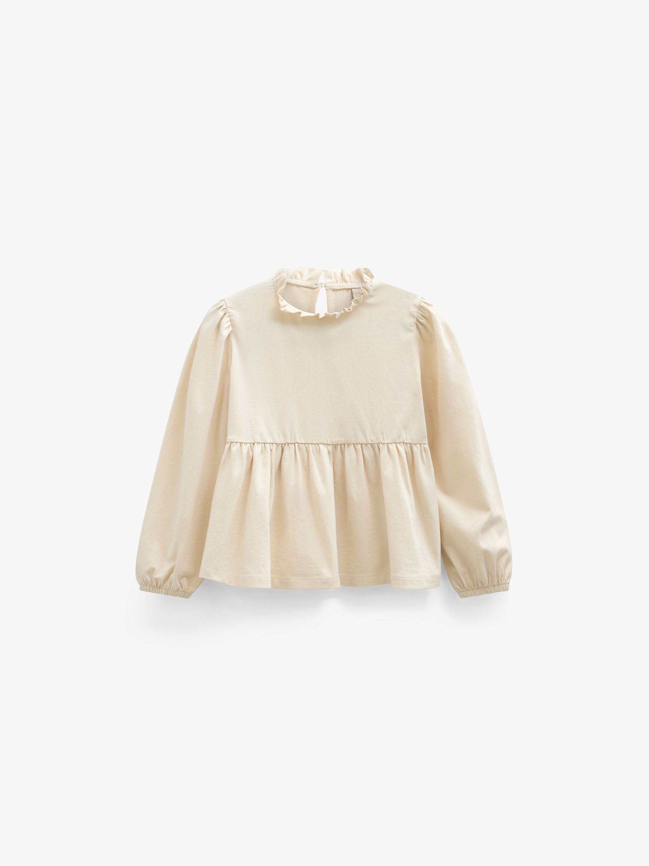 Ensfarvet jerseybluse med peplum Tween - Offwhite | 101546 Heidi