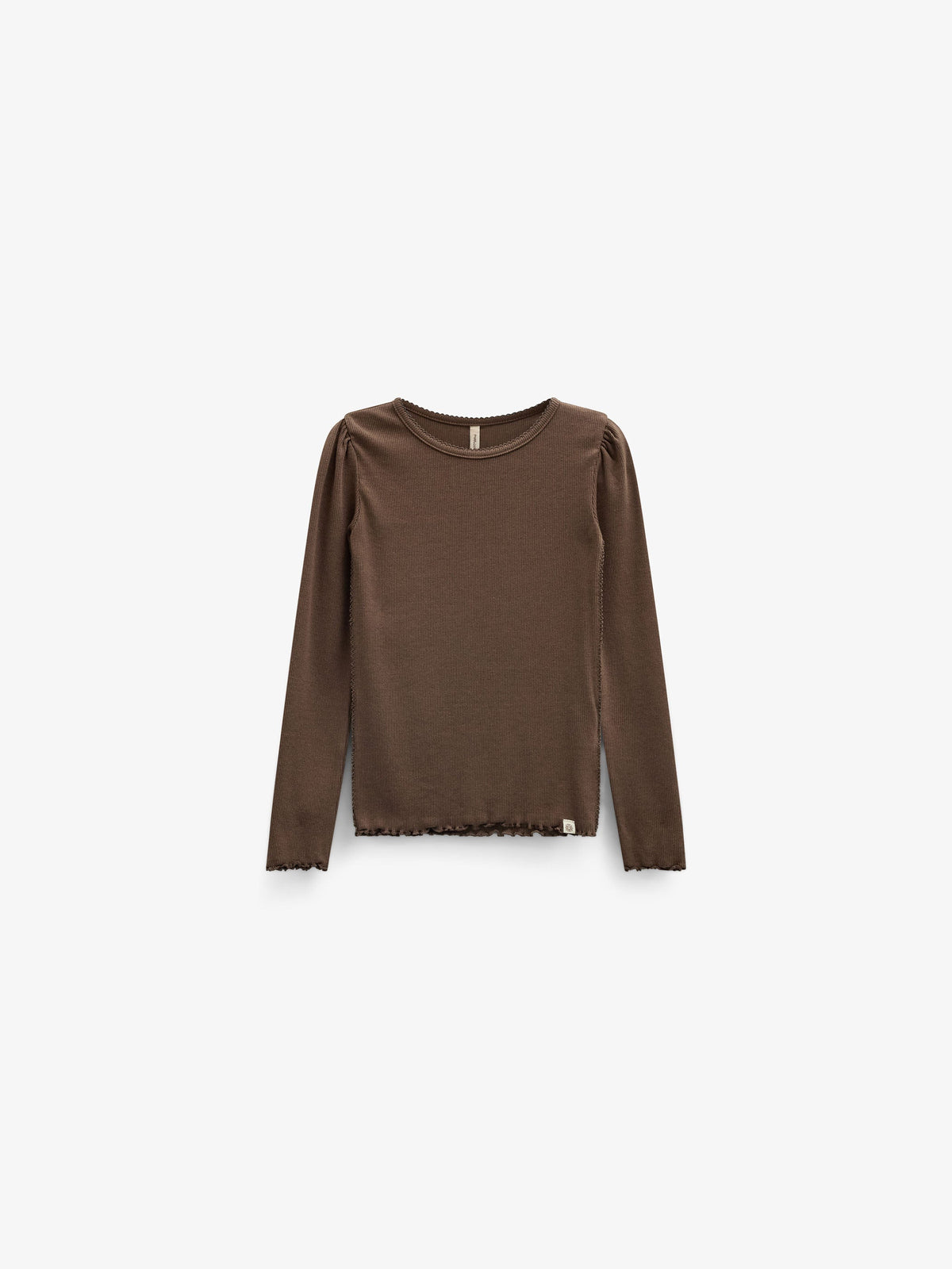 Ribbet langærmet T-shirt i modalblanding Kids - Brown | 101557 Lottie