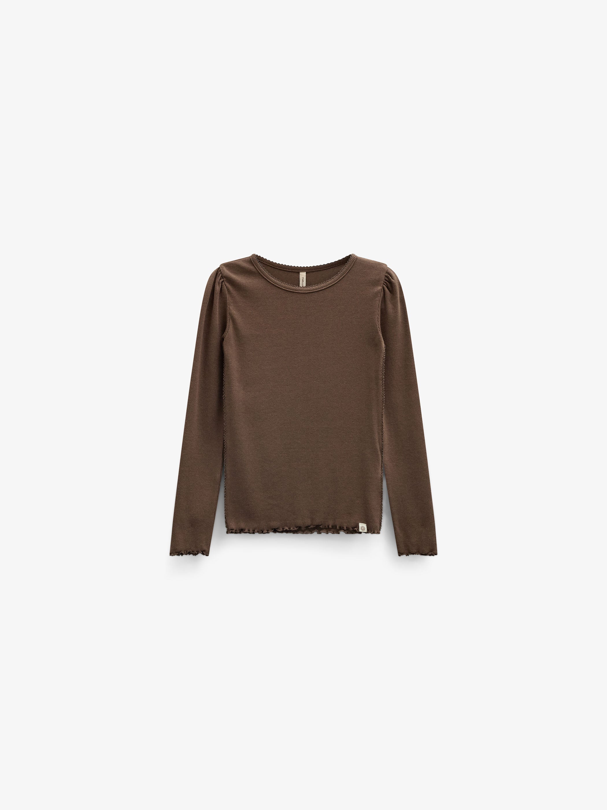 Ribbet langærmet T-shirt i modalblanding Kids - Brown | 101557 Lottie
