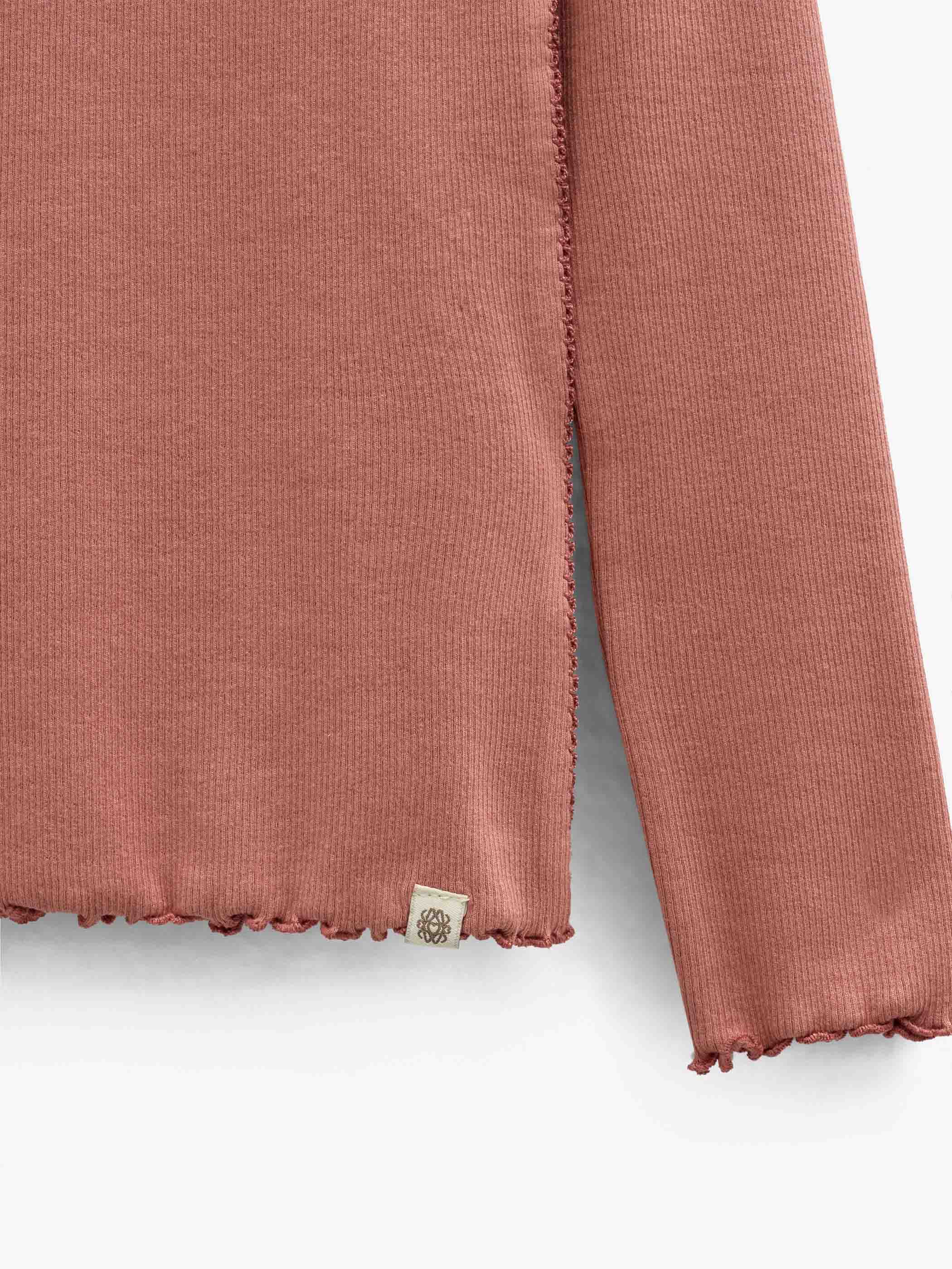 Ribbet langærmet T-shirt i modalblanding Tween - Dusty Rose | 101560 Lottie