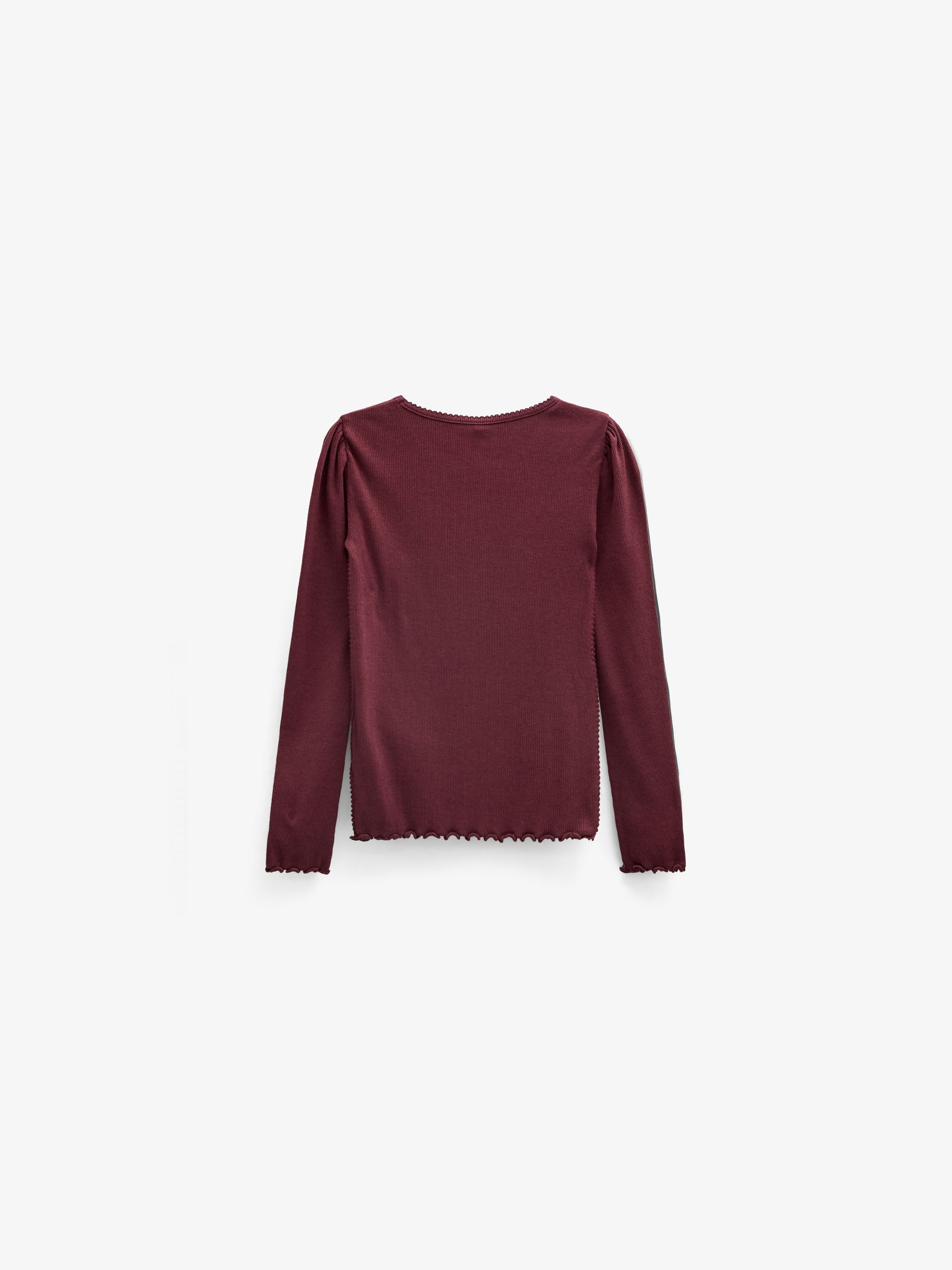 Ribbet langærmet T-shirt i modalblanding Kids - Bordeaux | 101561 Lottie