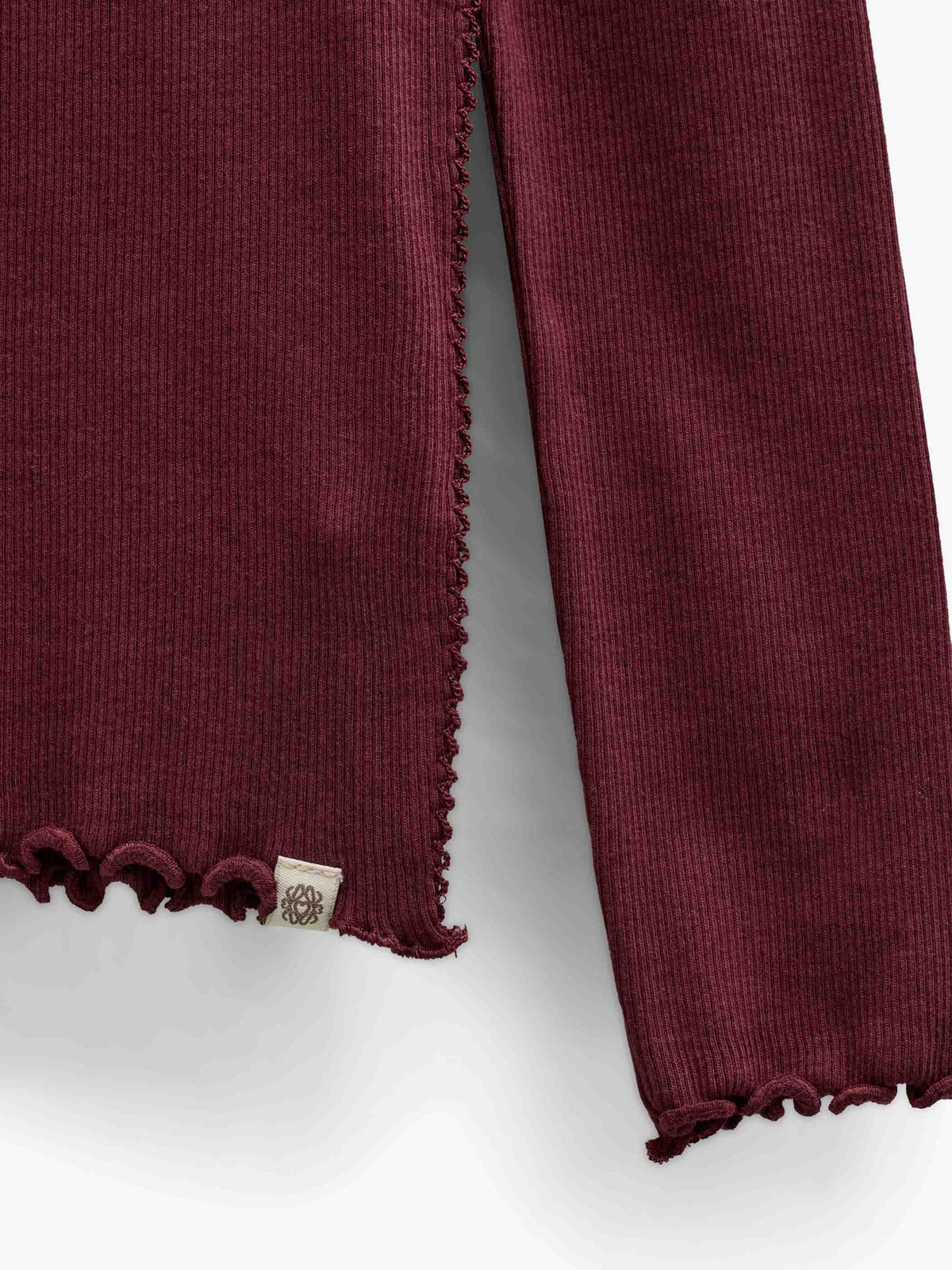 Ribbet langærmet T-shirt i modalblanding Kids - Bordeaux | 101561 Lottie