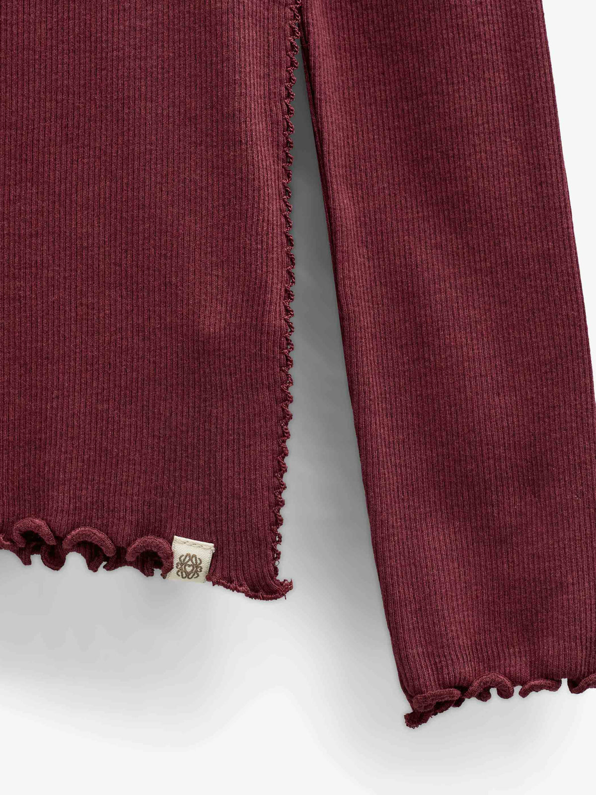 Ribbet langærmet T-shirt i modalblanding Tween - Bordeaux | 101562 Lottie