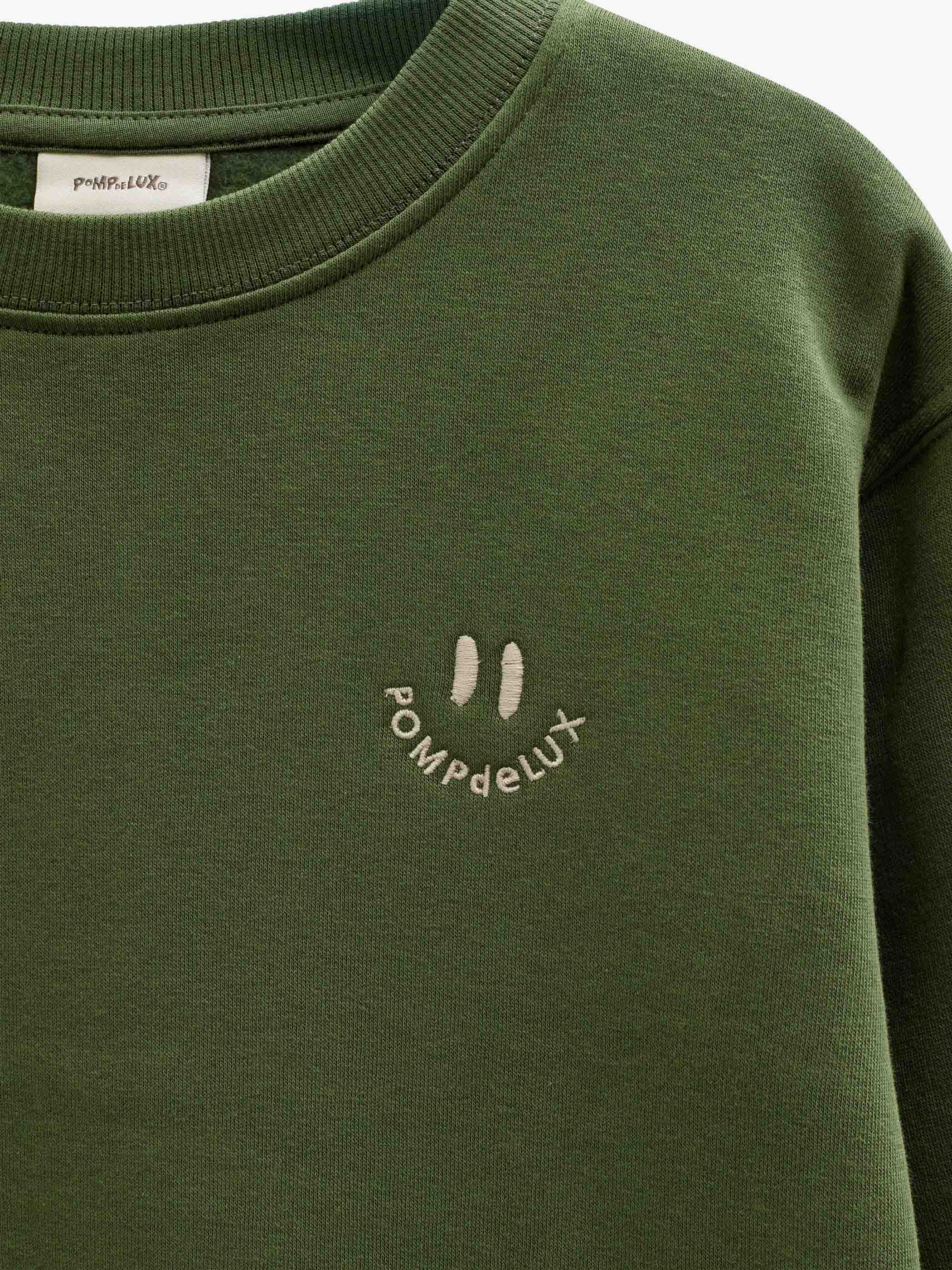 Rundhalset sweatshirt med smiley broderi Tween - Moss Green | 101576 Andrew