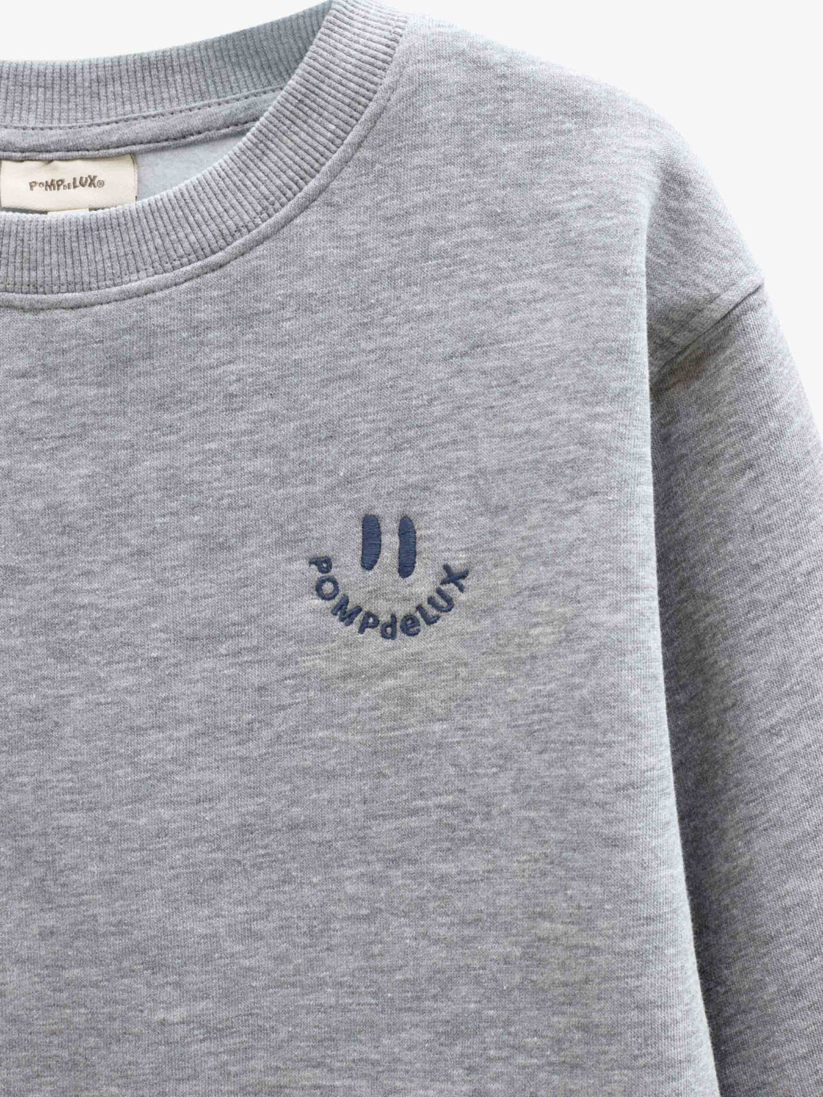 Rundhalset sweatshirt med smiley broderi Kids - Grey Melange | 101577 Andrew
