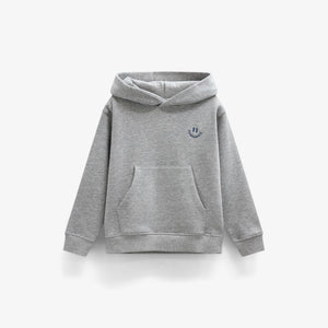 Hoodie med smiley broderi Tween - Grey Melange | 101584 Andrew