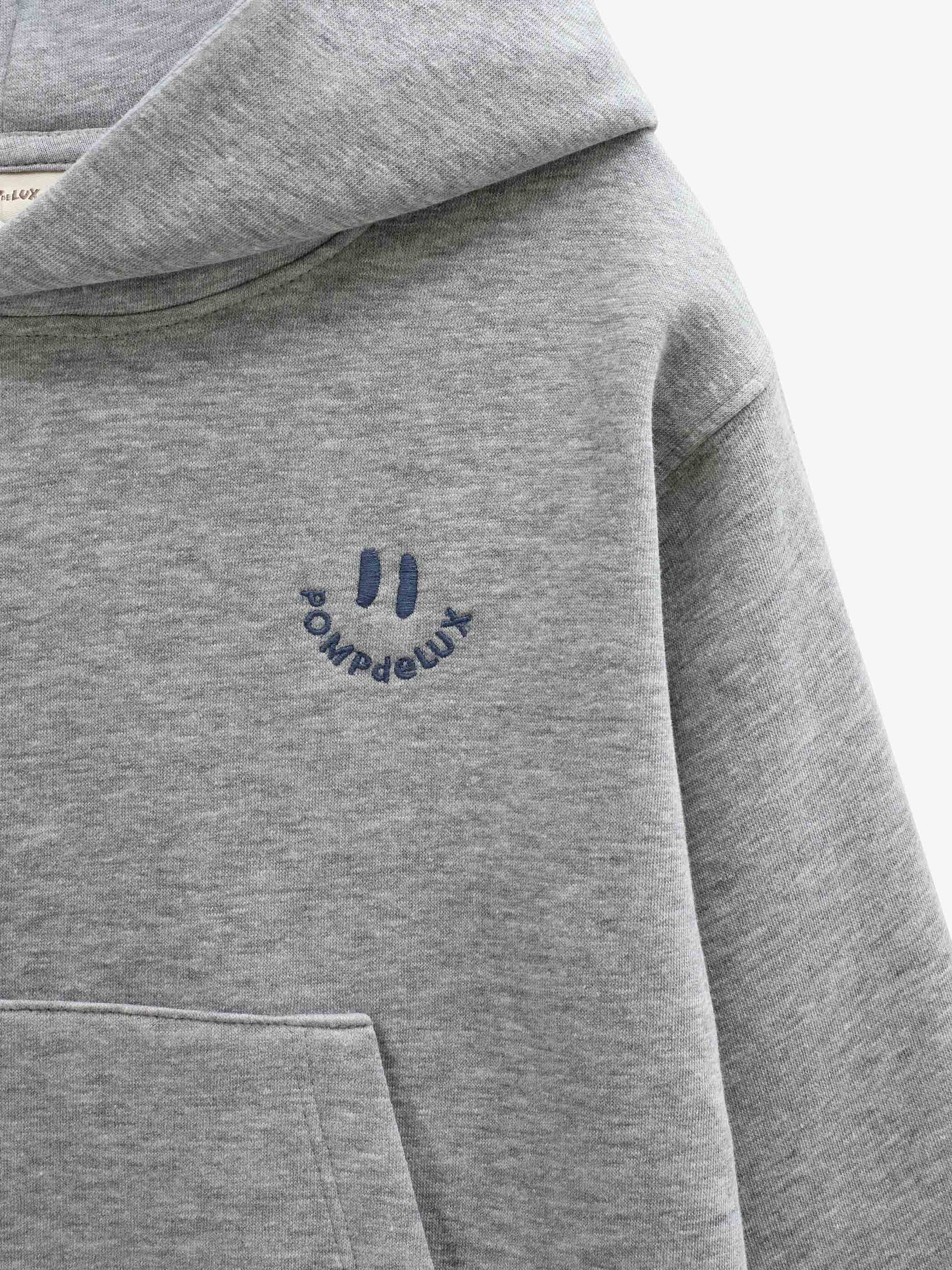 Hoodie med smiley broderi Kids - Grey Melange | 101583 Andrew