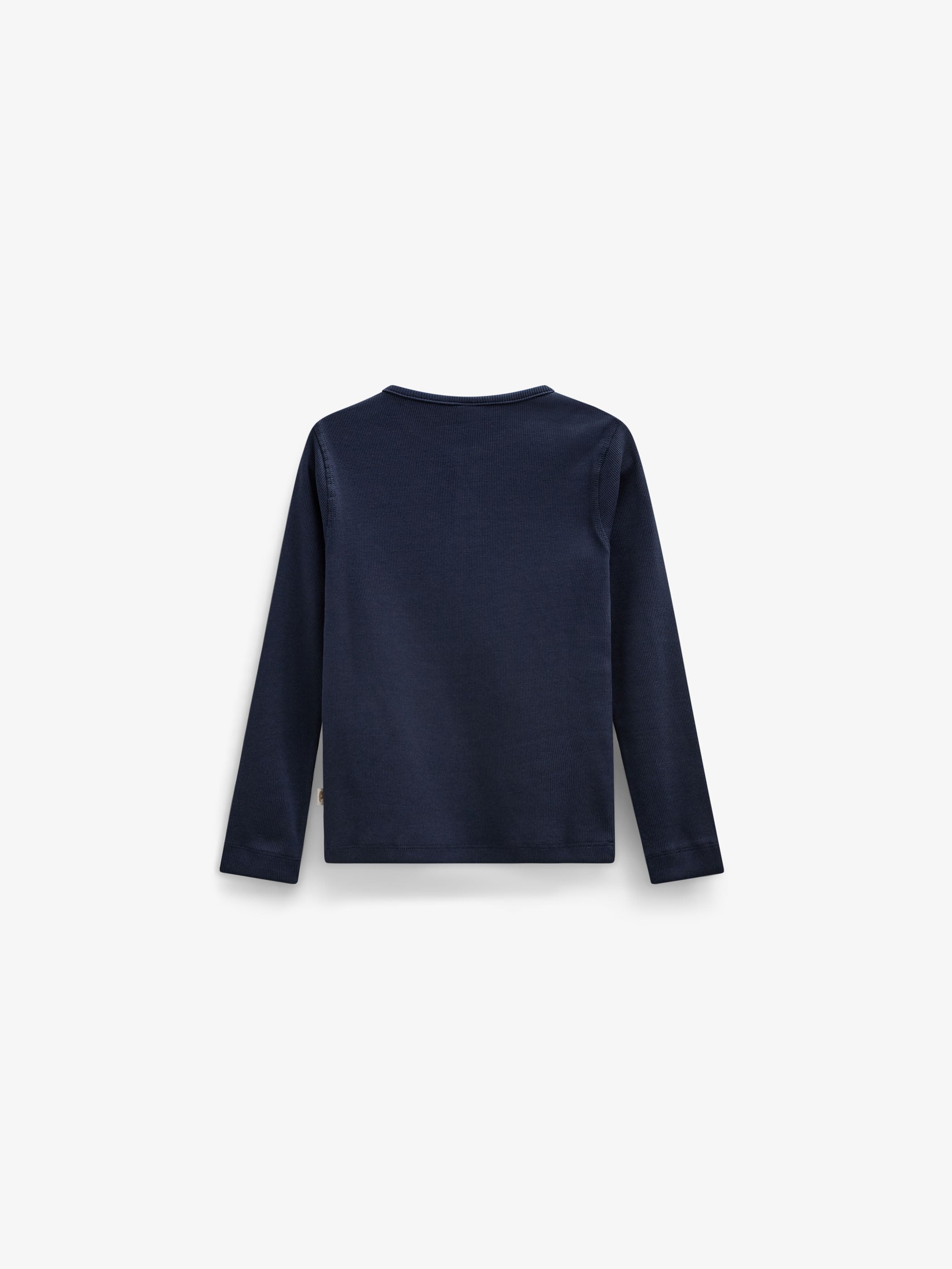 Ribbet langærmet T-shirt med stolpelukning Kids - Navy | 101591 Conrad