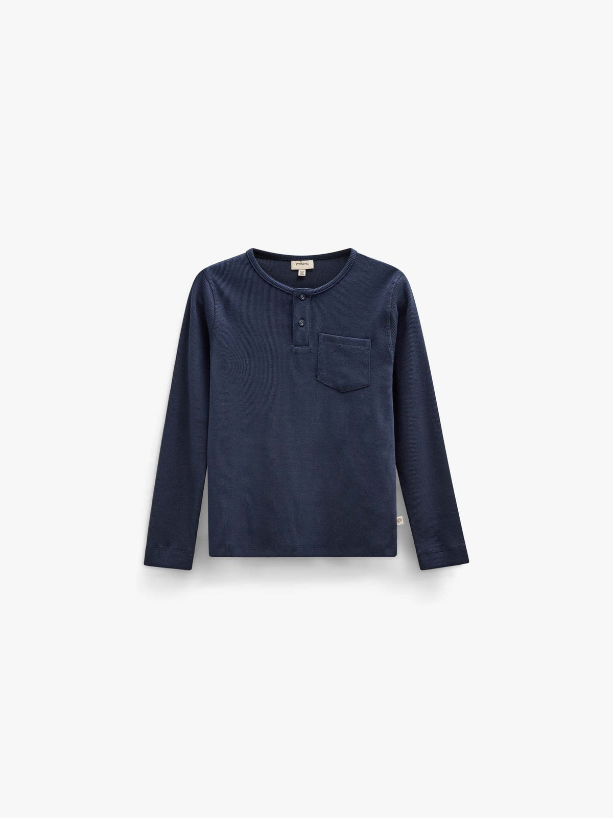 Ribbet langærmet T-shirt med stolpelukning Tween - Navy | 101592 Conrad
