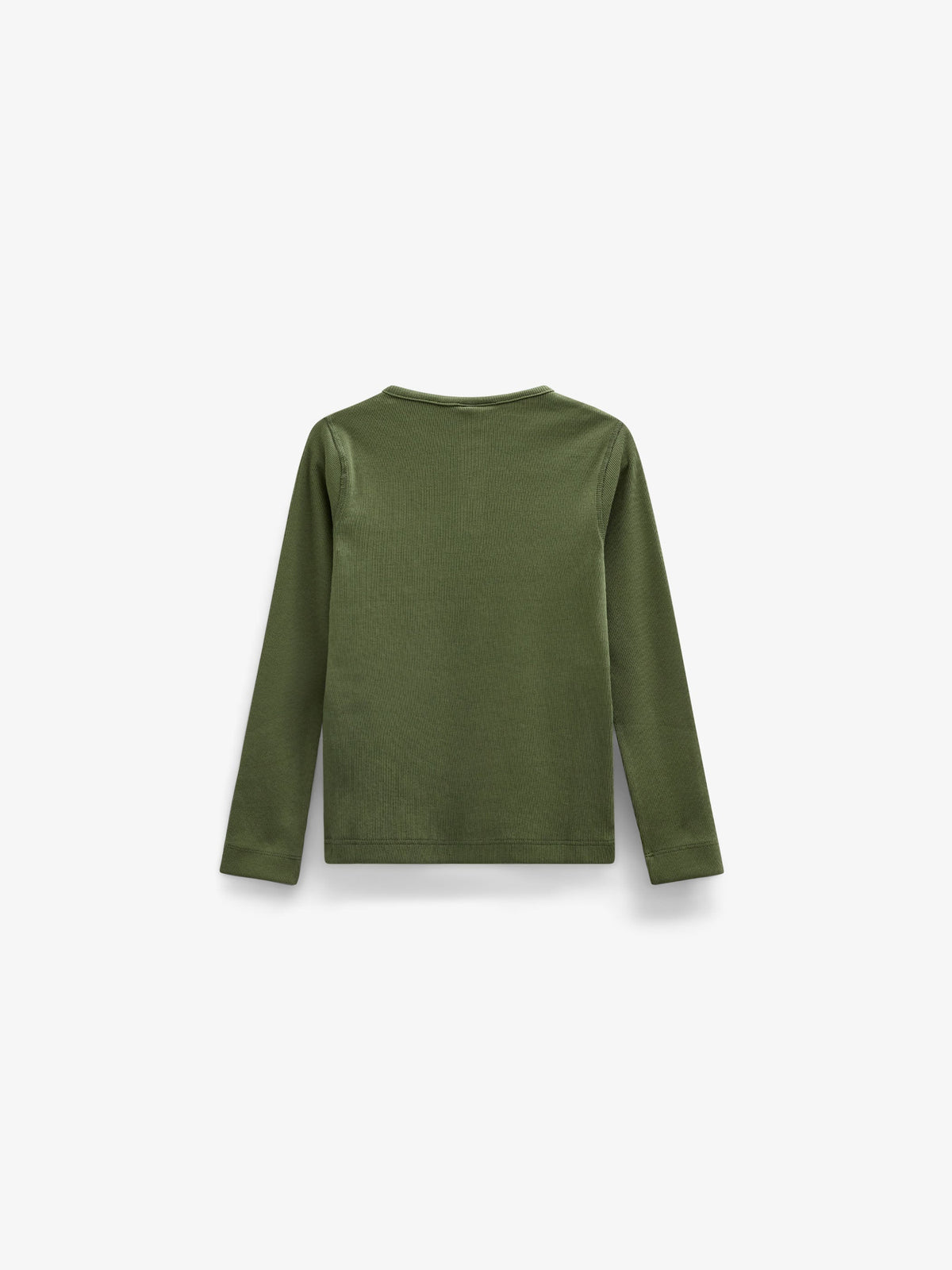 Ribbet langærmet T-shirt med stolpelukning Kids - Moss Green | 101593 Conrad