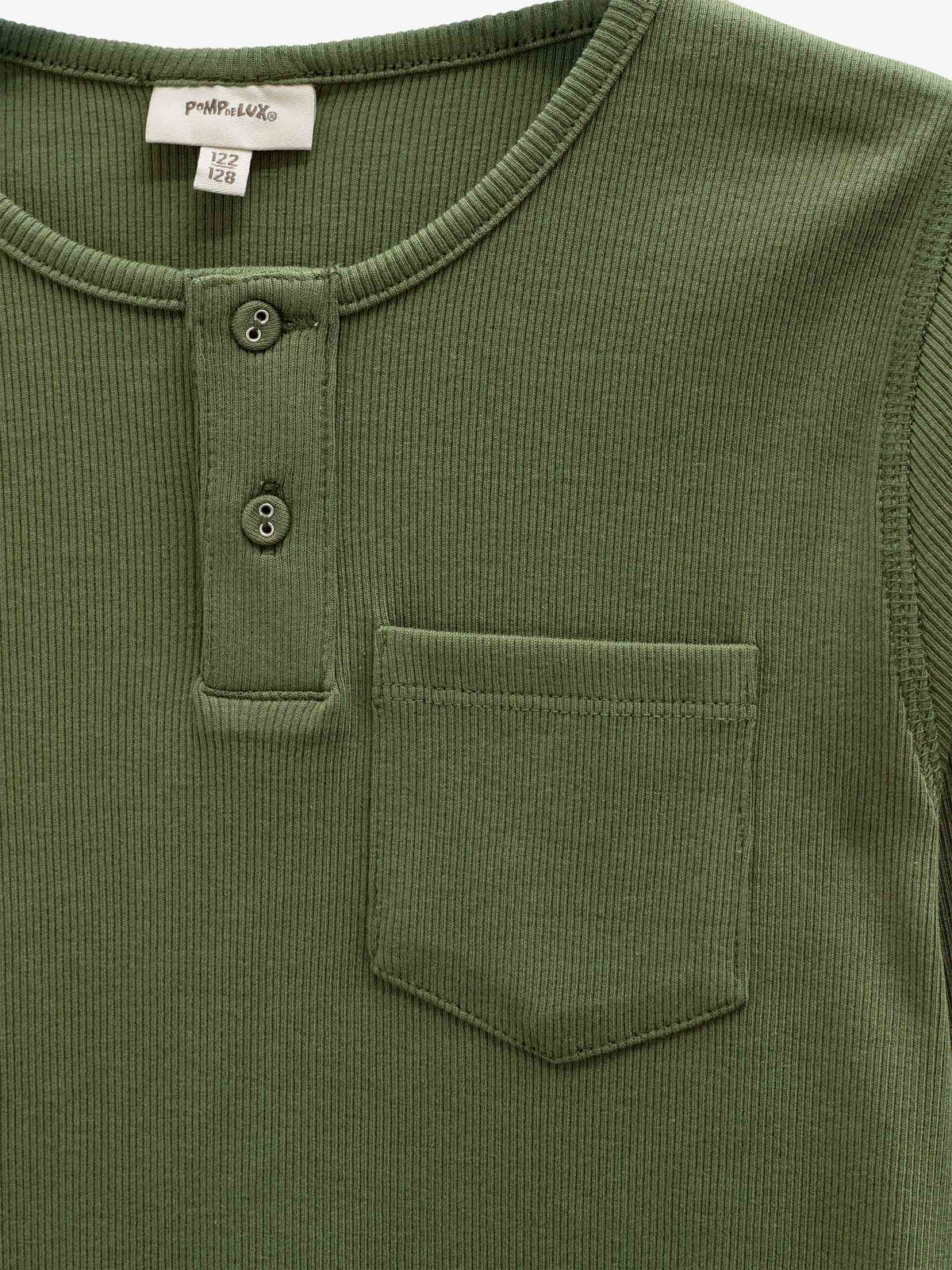 Ribbet langærmet T-shirt med stolpelukning Tween - Moss Green | 101594 Conrad