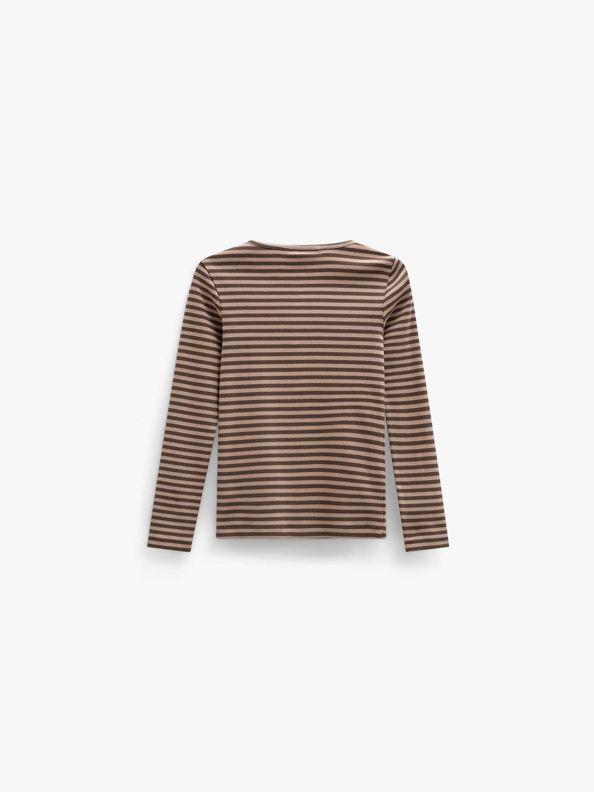 Stribet langærmet T-shirt i rib Tween - Brown/Light Brown | 101615 Gloria