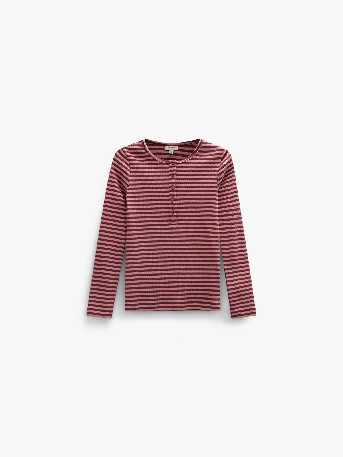 Stribet langærmet T-shirt i rib Kids - Dusty Rose/Bordeaux | 101616 Gloria