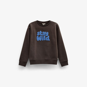 Rundhalset sweatshirt med frottébroderi Kids - Dark Brown | 101622 Joel