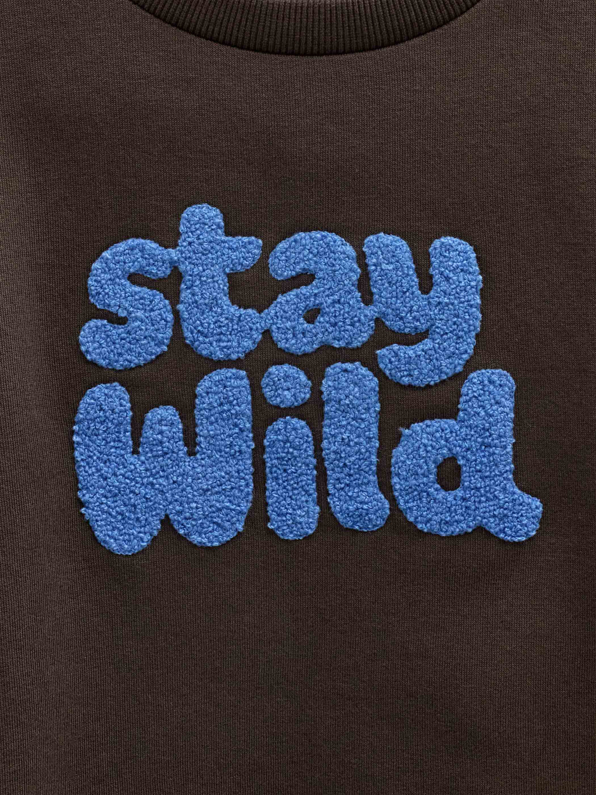 Rundhalset sweatshirt med frottébroderi Tween - Dark Brown | 101623 Joel