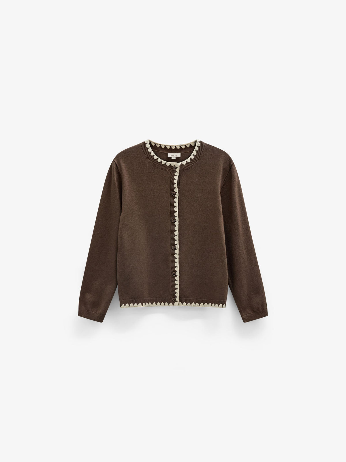 Cardigan med kontraststikninger Kids - Brown/Offwhite | 101632 Lia