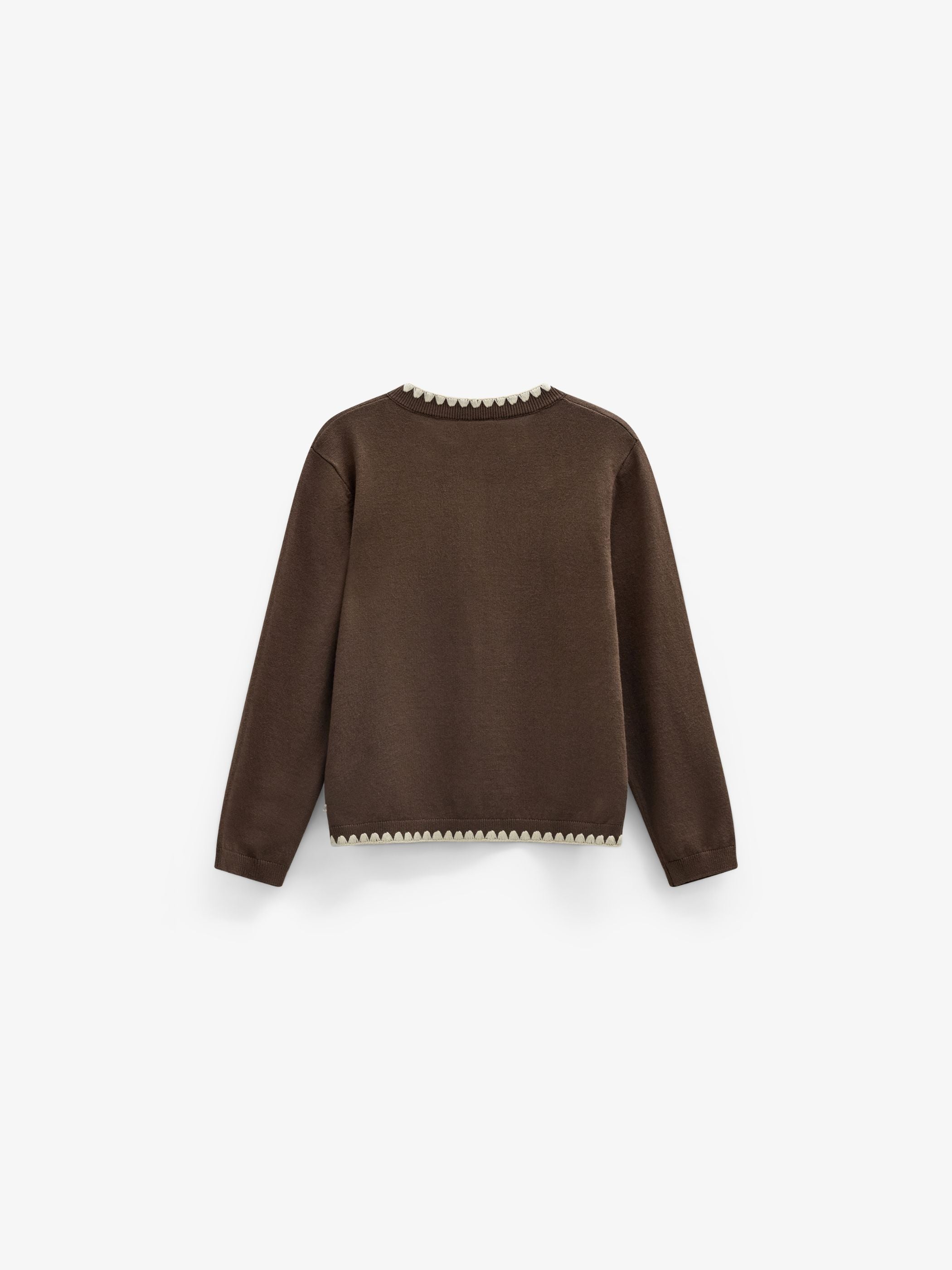 Cardigan med kontraststikninger Kids - Brown/Offwhite | 101632 Lia