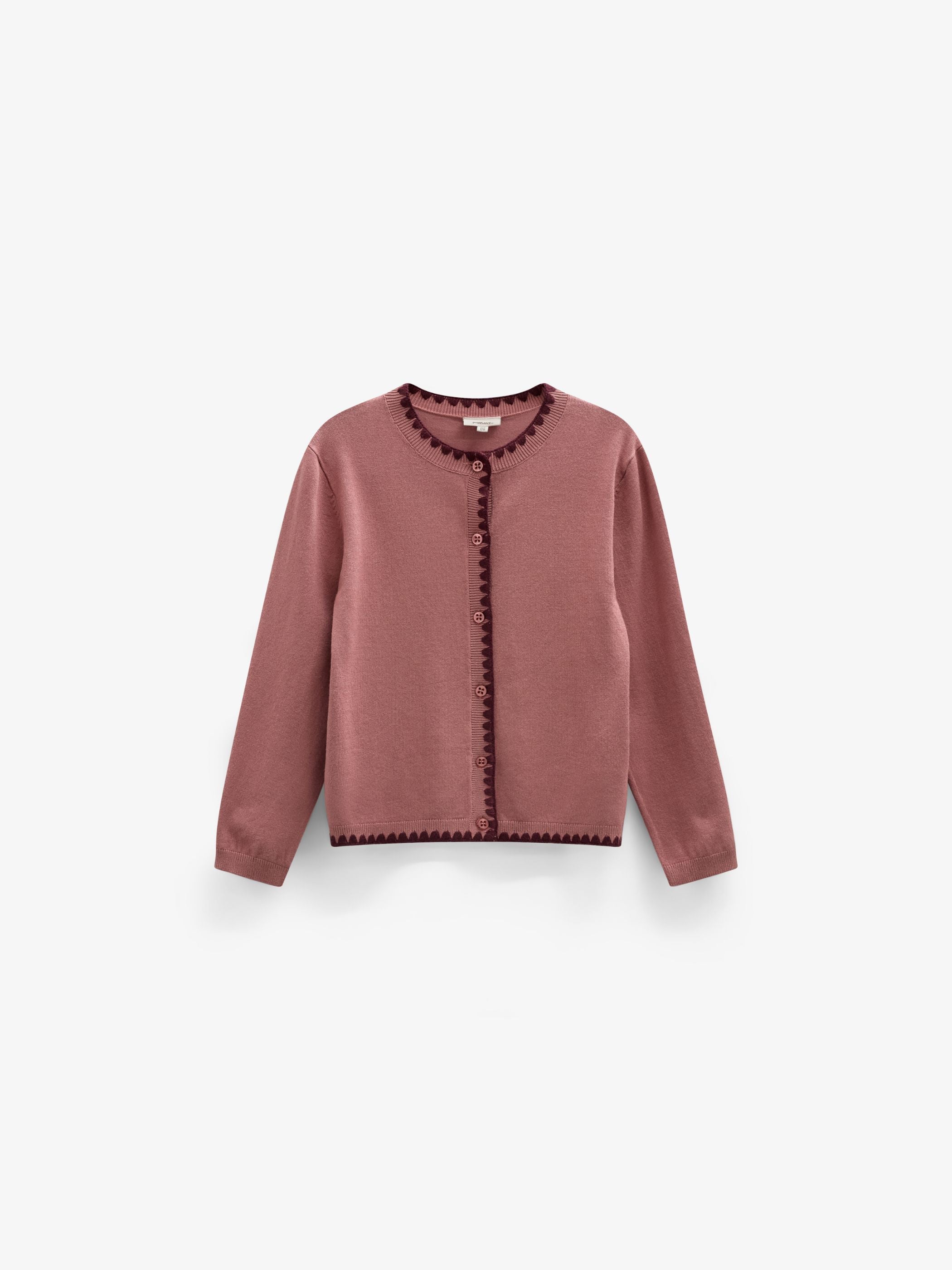 Cardigan med kontraststikninger Kids - Dusty Rose/Bordeaux | 101634 Lia