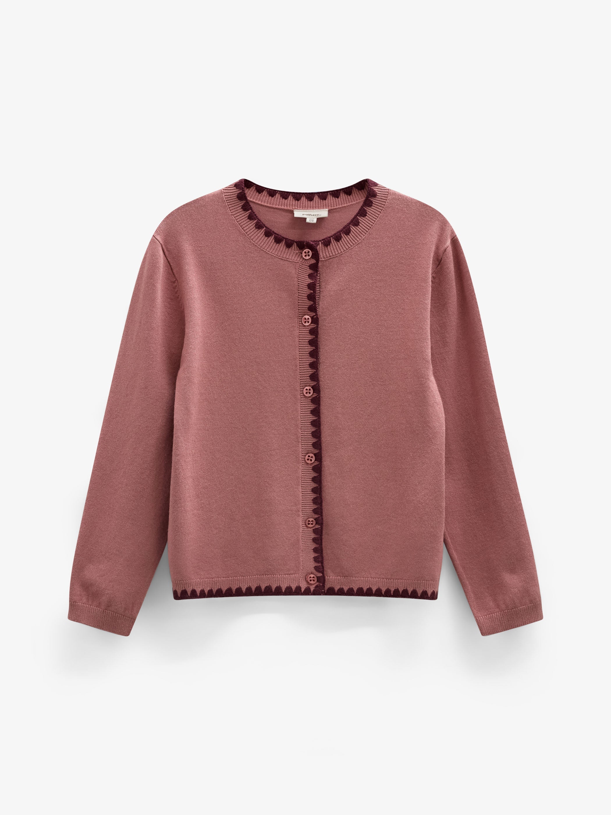 Cardigan med kontraststikninger Tween - Dusty Rose/Bordeaux | 101635 Lia