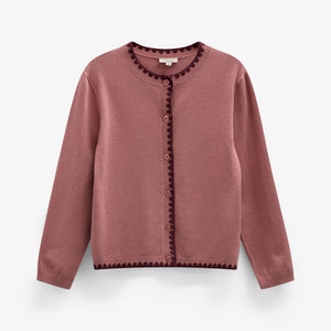 Cardigan med kontraststikninger Kids - Dusty Rose/Bordeaux | 101634 Lia