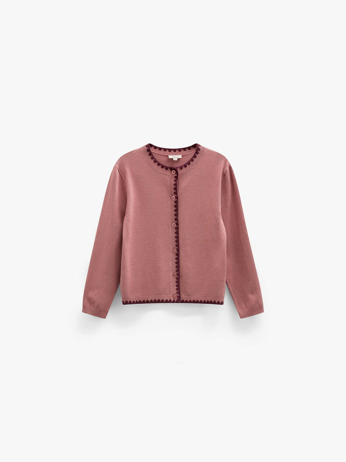 Cardigan med kontraststikninger Tween - Dusty Rose/Bordeaux | 101635 Lia