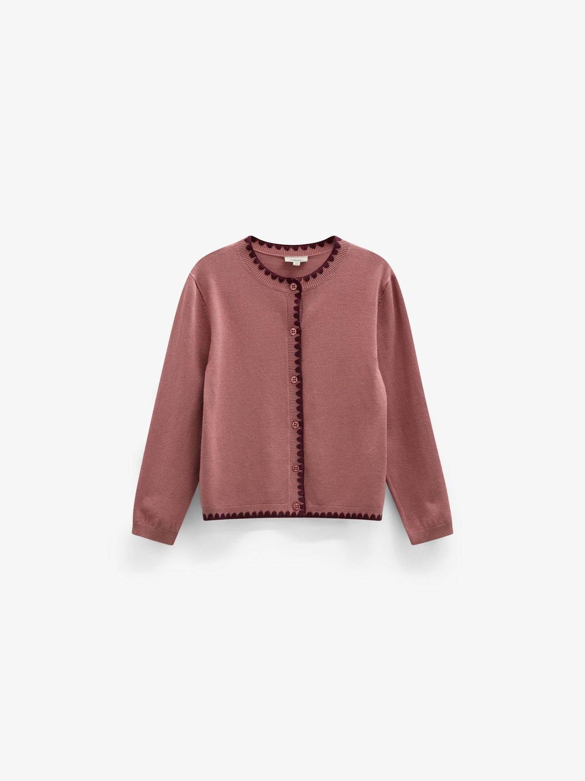 Cardigan med kontraststikninger Tween - Dusty Rose/Bordeaux | 101635 Lia