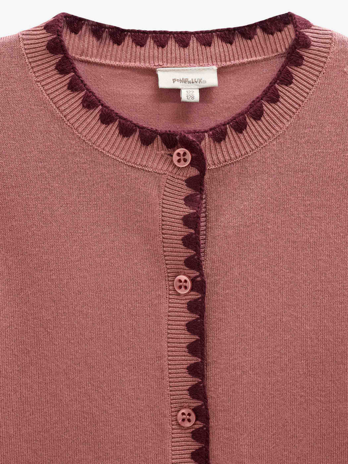 Cardigan med kontraststikninger Tween - Dusty Rose/Bordeaux | 101635 Lia