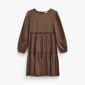 Prikket midi-kjole i viskose Tween - Brown/Offwhite | 101658 Feline