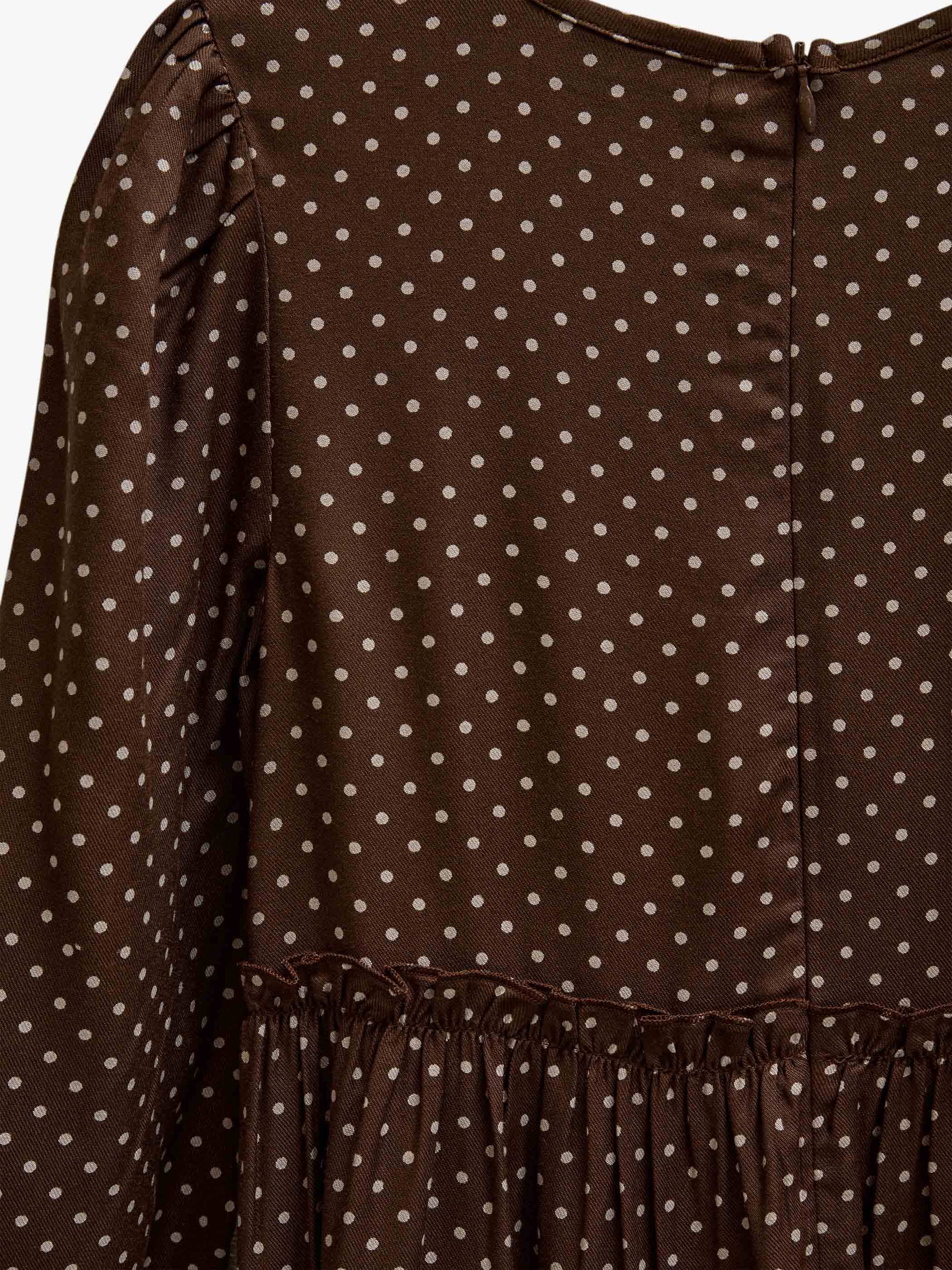 Prikket midi-kjole i viskose Tween - Brown/Offwhite | 101658 Feline