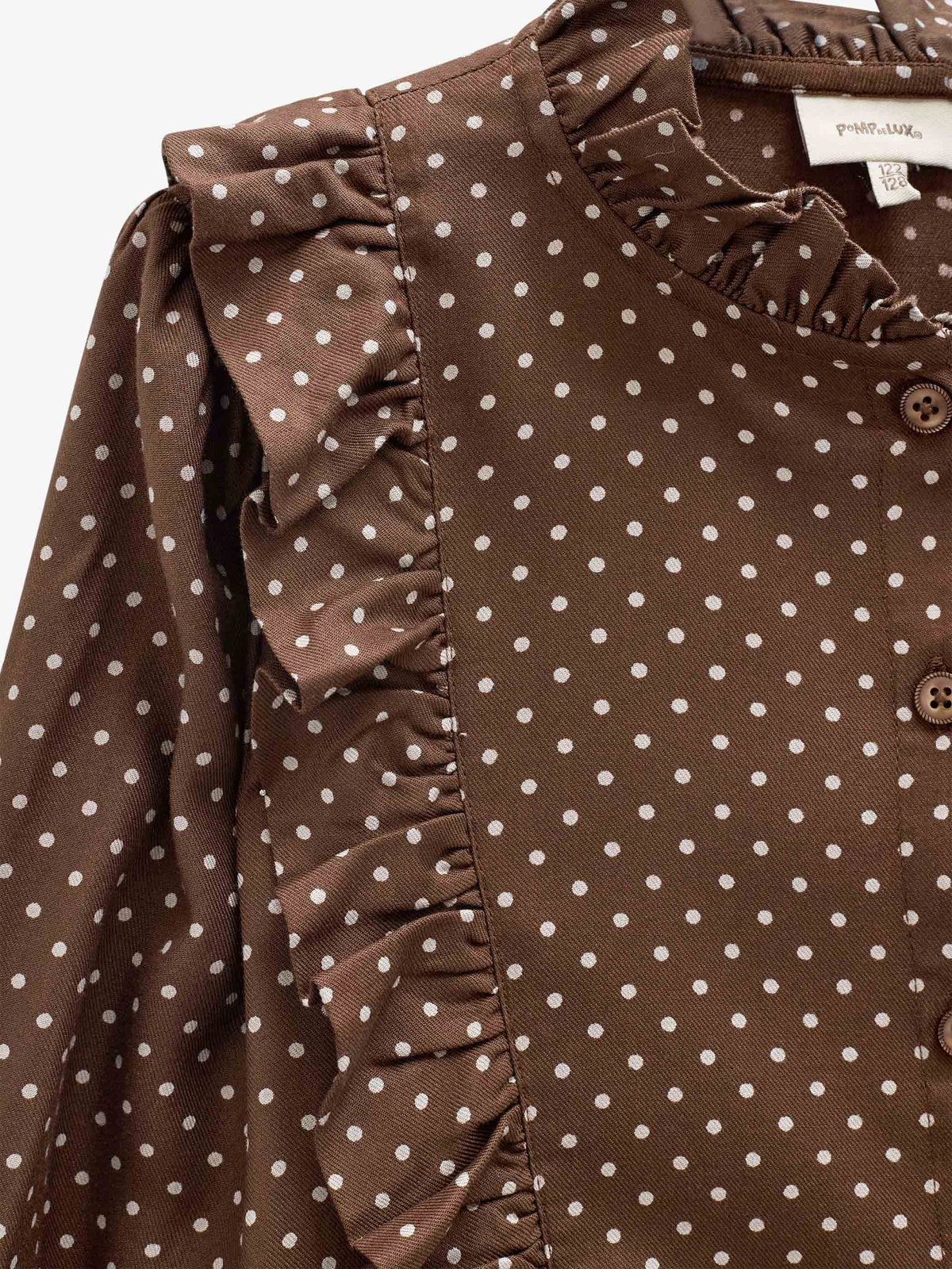 Prikket viskosebluse med flæser Tween - Brown/Offwhite | 101662 Feline