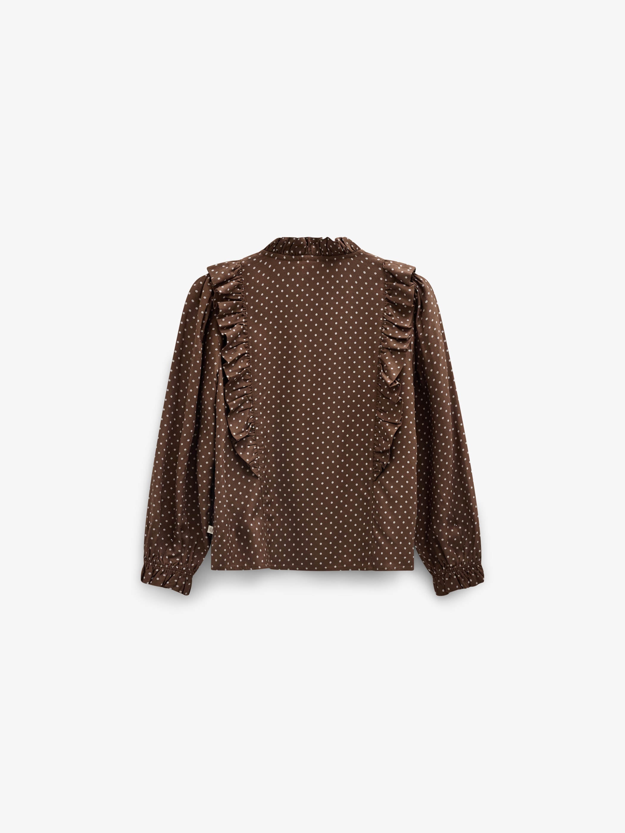 Prikket viskosebluse med flæser Tween - Brown/Offwhite | 101662 Feline