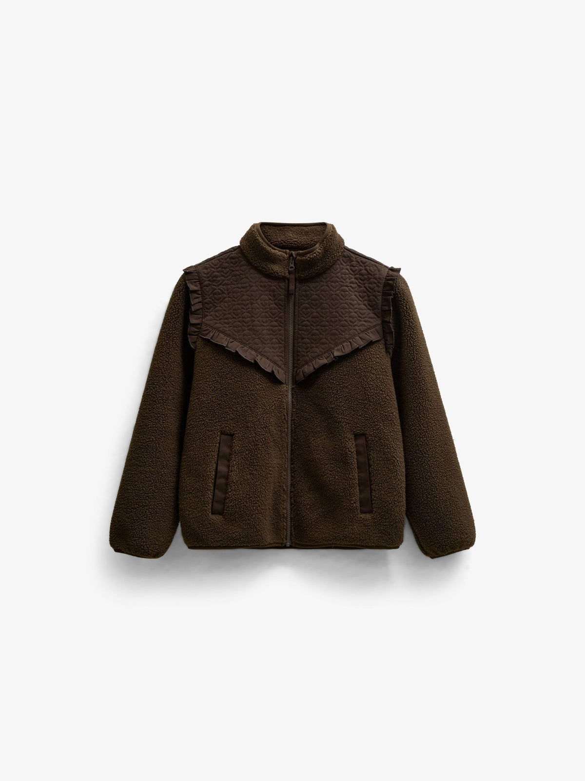 Teddyjakke med quiltet bærestykke Kids - Dark Brown | 101683 Hailey