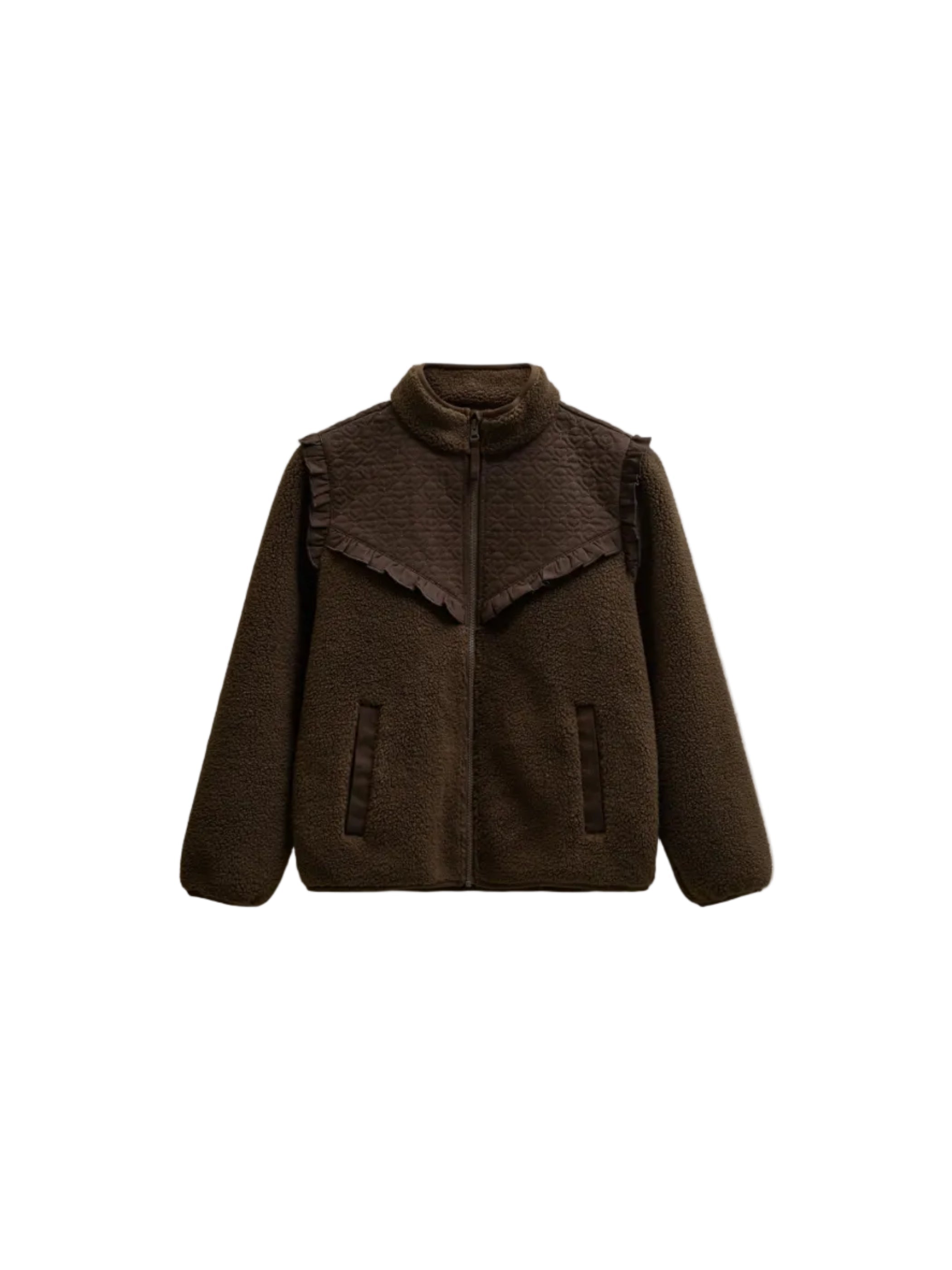 Teddyjakke med quiltet bærestykke Kids - Dark Brown | 101683 Hailey