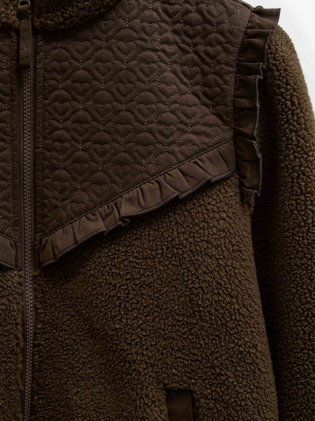 Teddyjakke med quiltet bærestykke Tween - Dark Brown | 101684 Hailey