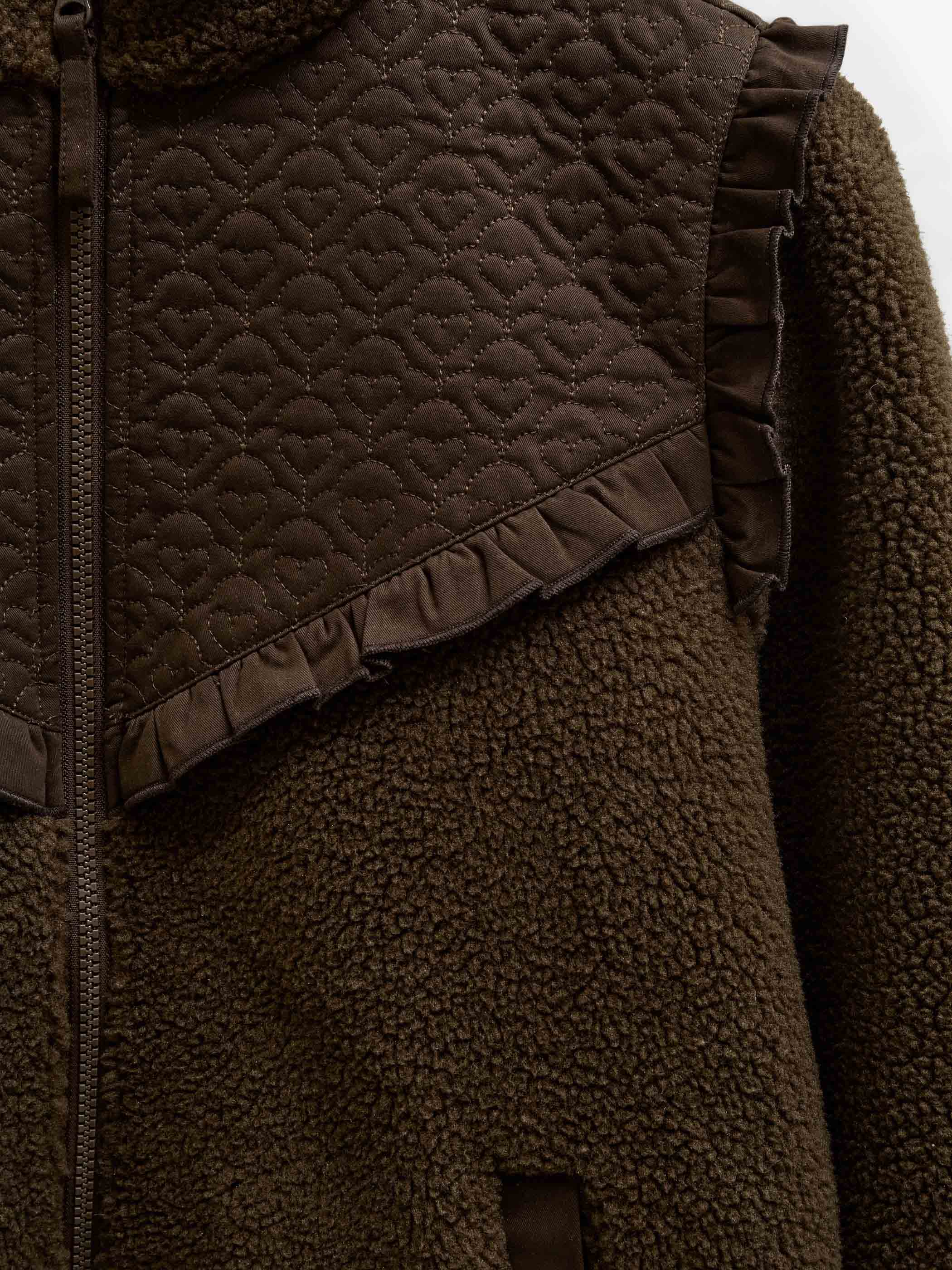 Teddyjakke med quiltet bærestykke Kids - Dark Brown | 101683 Hailey