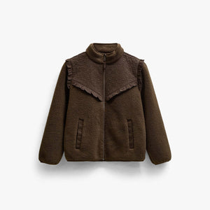 Teddyjakke med quiltet bærestykke Kids - Dark Brown | 101683 Hailey
