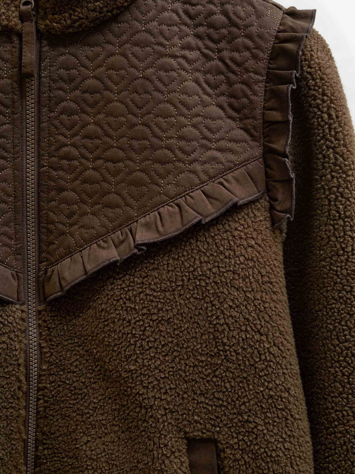 Teddyjakke med quiltet bærestykke Kids - Dark Brown | 101683 Hailey