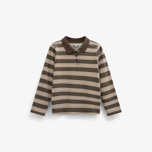 Stribet langærmet jerseypolo Tween - Brown | 101696 Hope