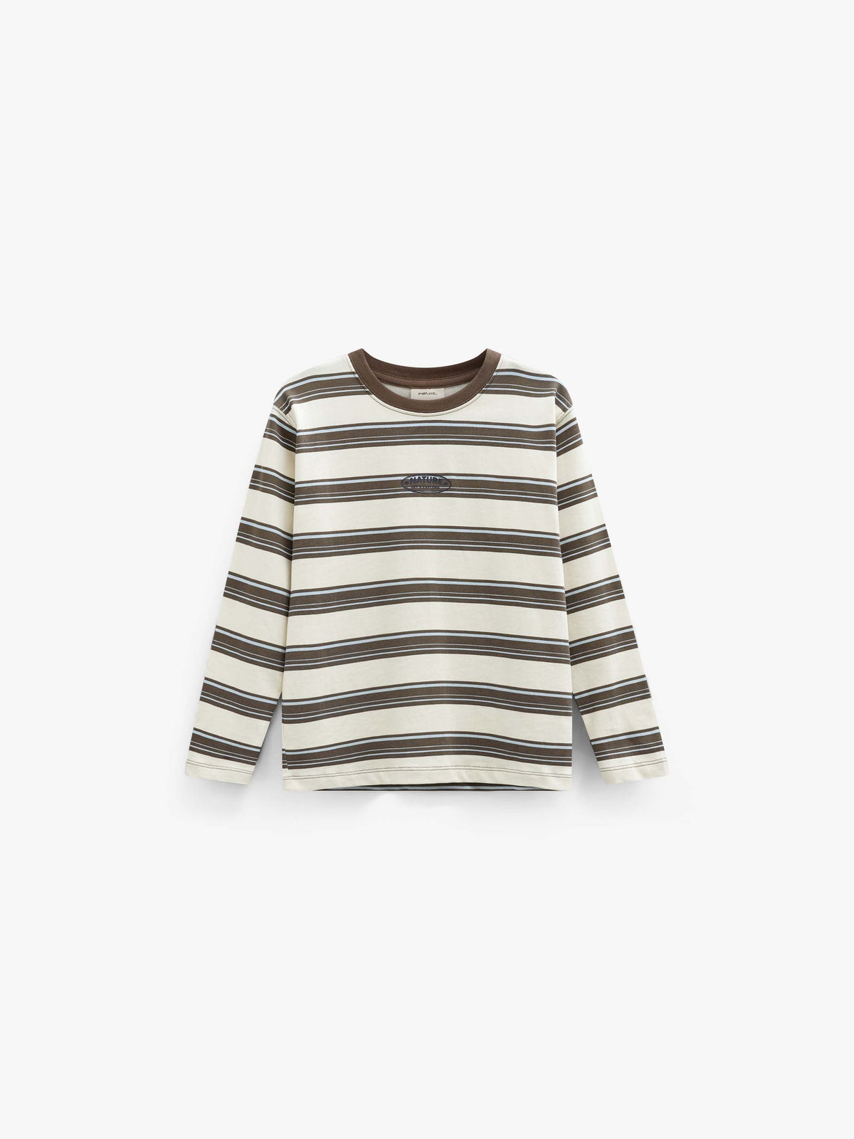 Stribet langærmet T-shirt Kids - Offwhite/Brown | 101701 Hugo