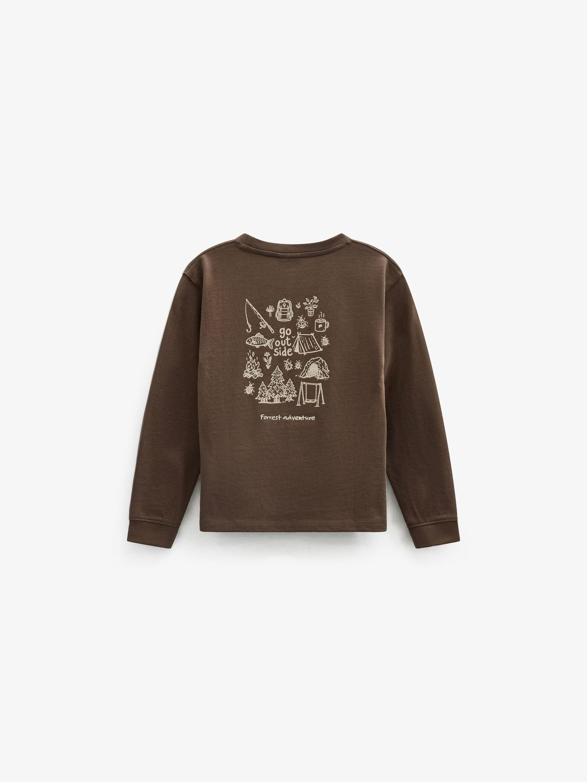 Langærmet T-shirt med rygprint Tween - Brown | 101710 Weston