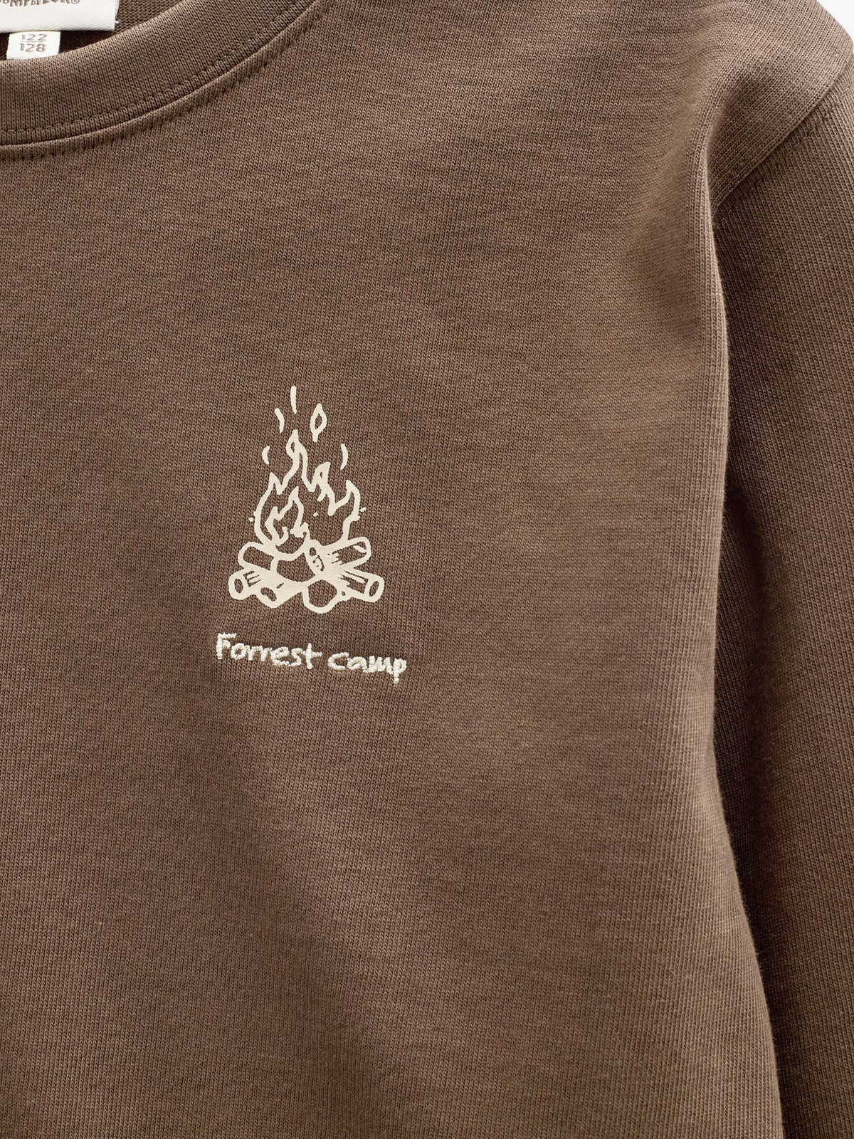 Langærmet T-shirt med rygprint Kids - Brown | 101709 Weston