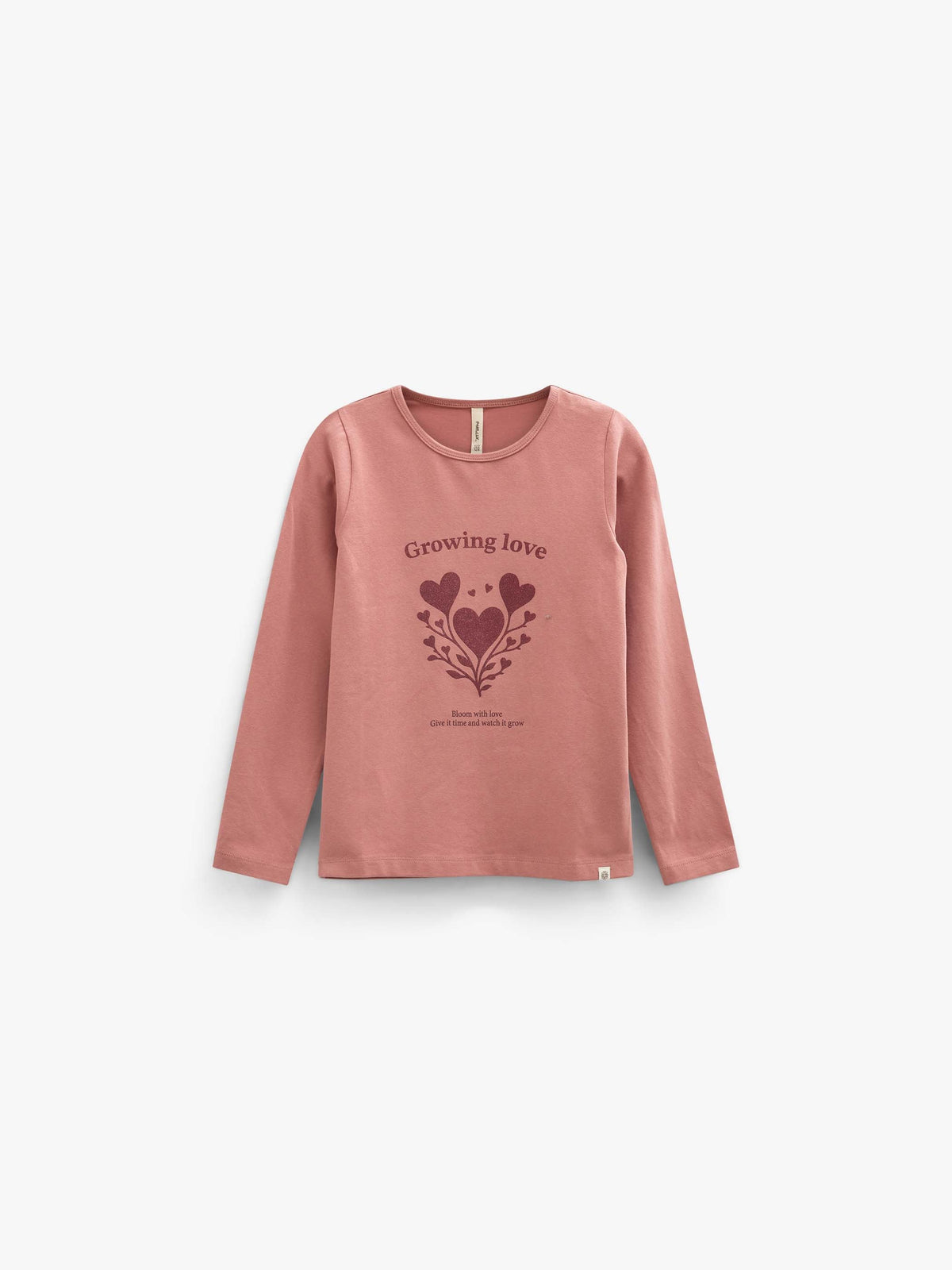 Langærmet T-shirt med glitter print Kids - Dusty Rose | 101713 Piper