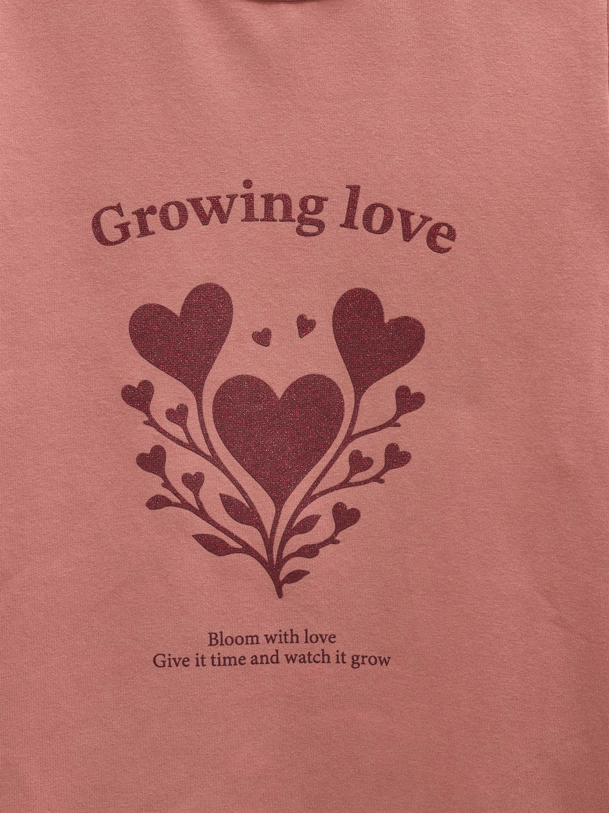 Langærmet T-shirt med glitter print Kids - Dusty Rose | 101713 Piper