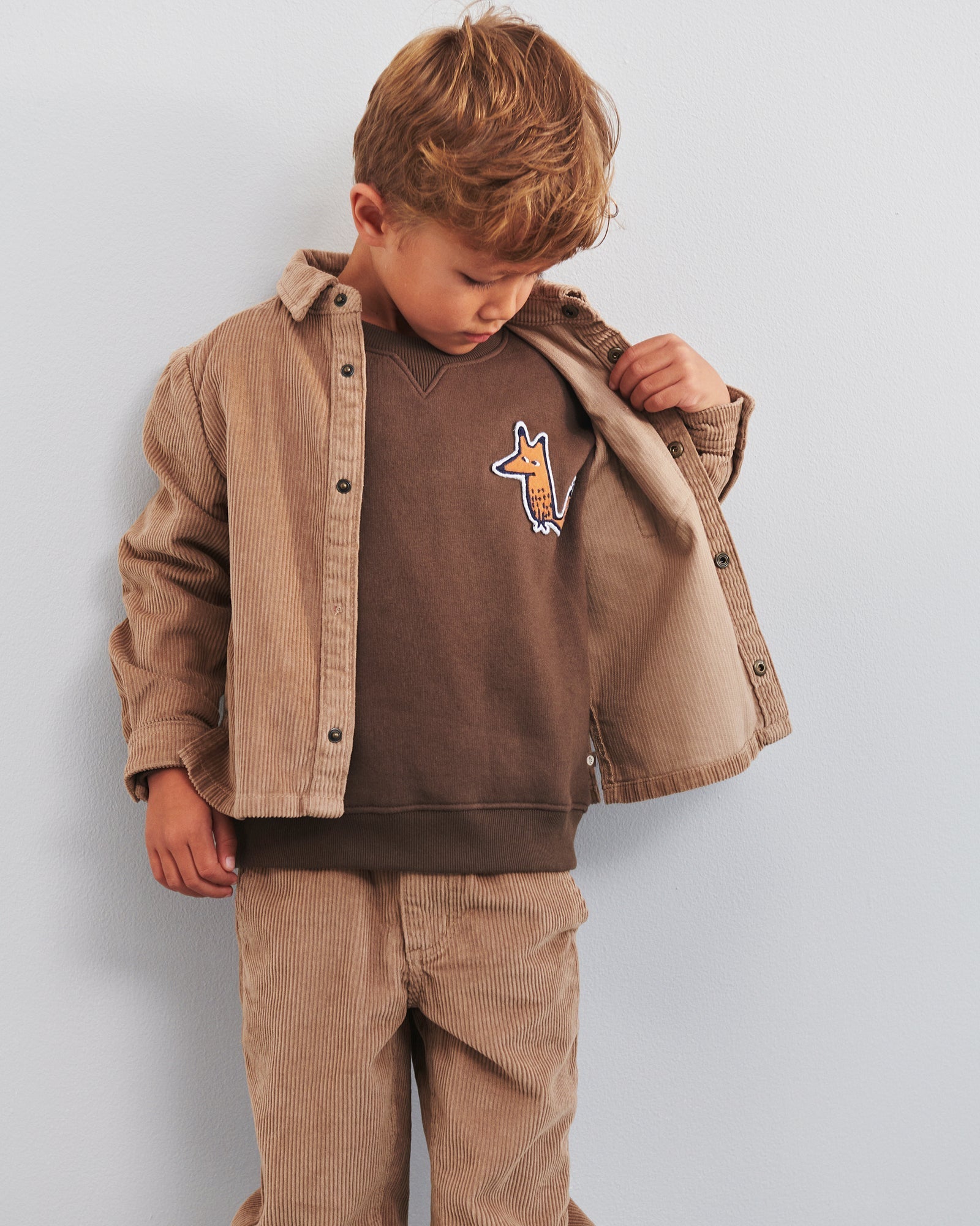 Sweatshirt med Fox Badge - Kids - Dark Earth