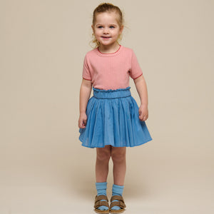 Pointelle T-shirt med kontrast picot - Kids - Rose Tan | 101287 Drew