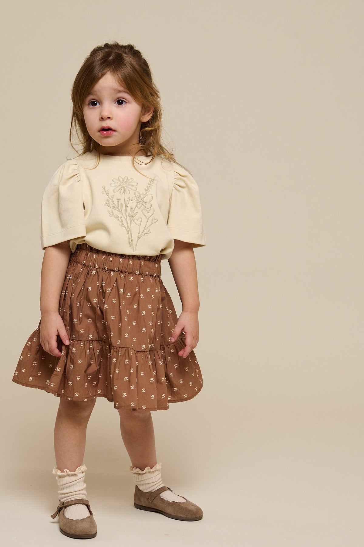 Nederdel i printet poplin - Kids - Coconut | 101055 Camilla