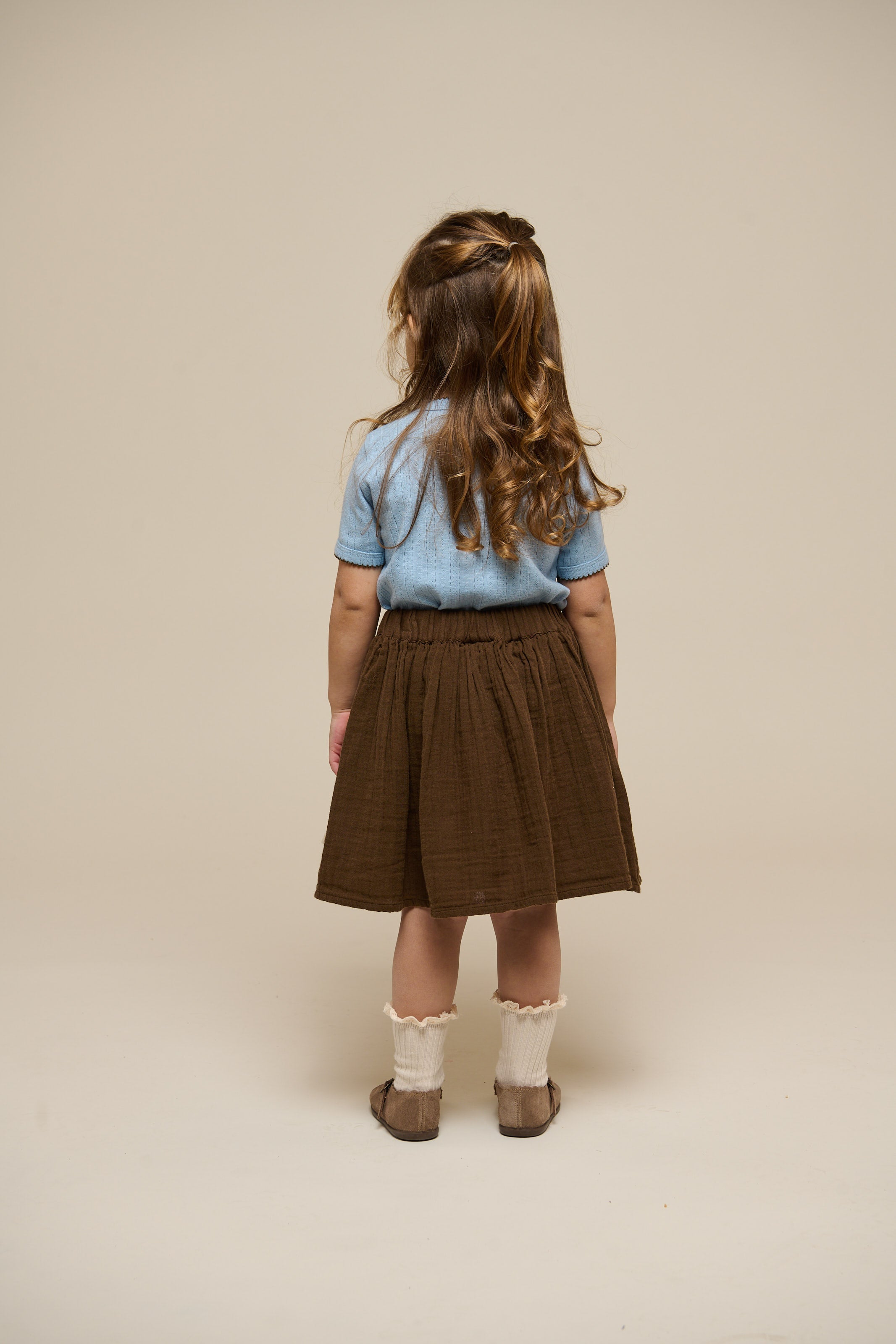 Pointelle T-shirt med kontrast picot - Kids - Powder Blue | 101285 Drew