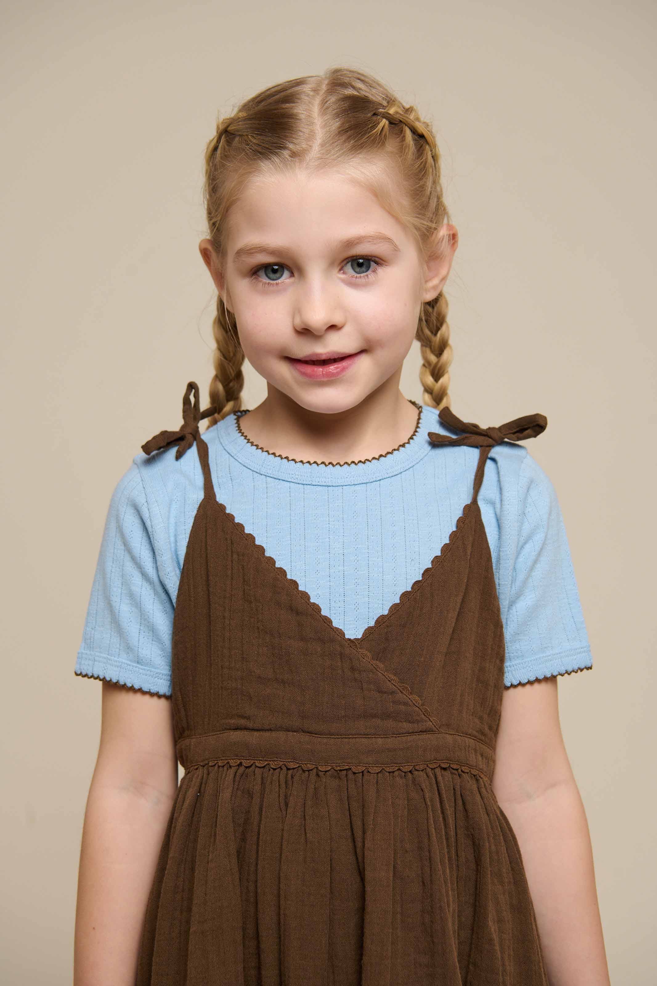 Pointelle T-shirt med kontrast picot - Tween - Powder Blue | 101286 Drew