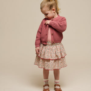 Cardigan i bomuldsstrik med sløjfer - Kids - Old Rose | 100792 Freya