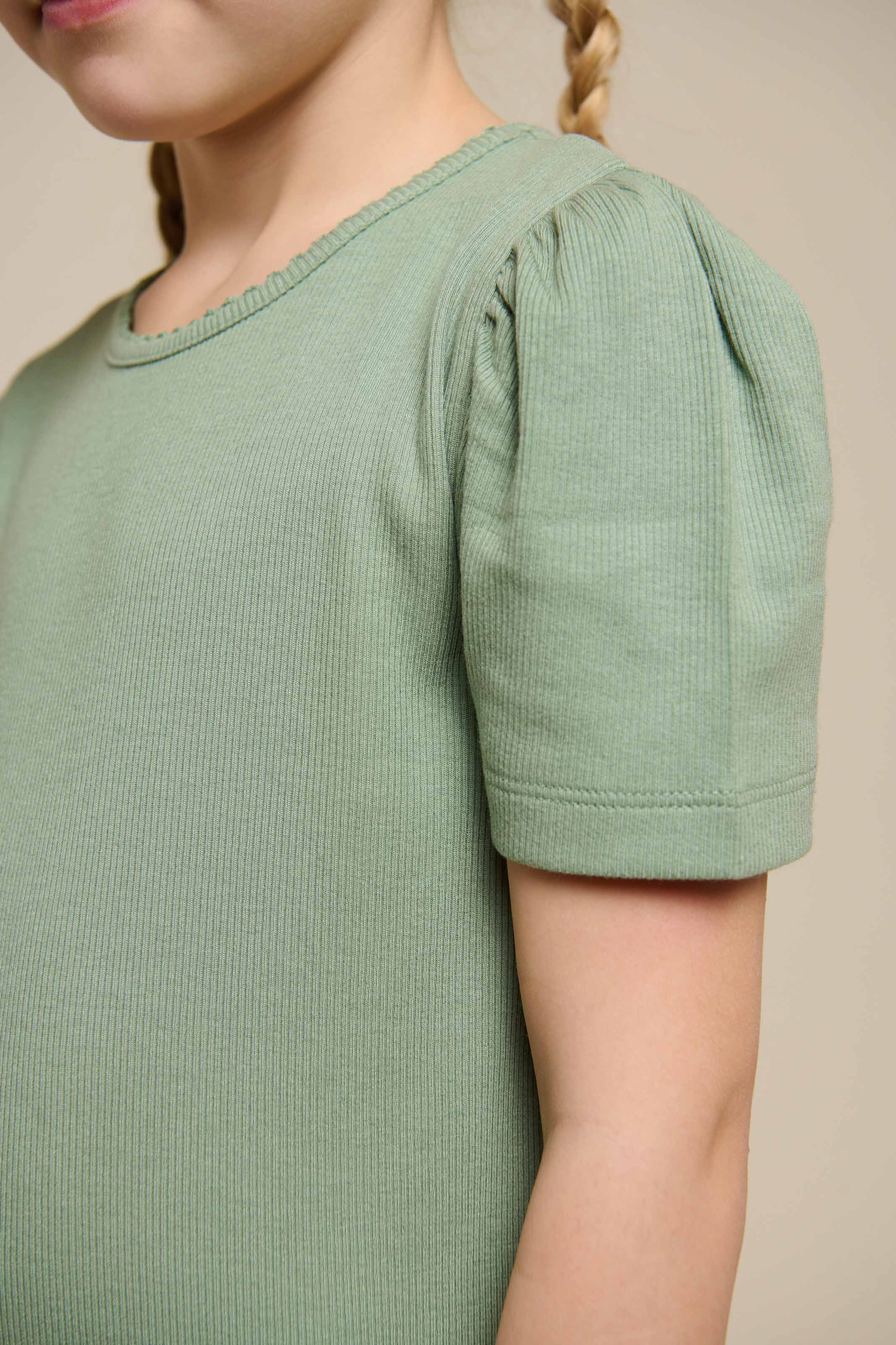Lang T-shirt-kjole i modalrib - Tween - Dusty Green | 101295 Lottie